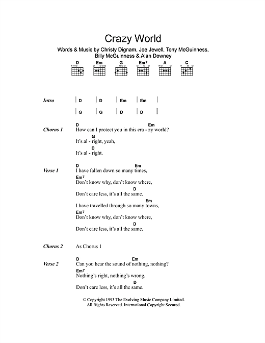 Preview Aslan Crazy World Rock sheet music, notes and chords for Lyrics & Chords, SKU: 101408 sheet music, piano notes, chords, guitar tabs, score, transpose, transcribe, how to play, guide, download, learn, tutorial, progression, song, artist, awards, billboard, mtv, vh1, tour, single, album, release
