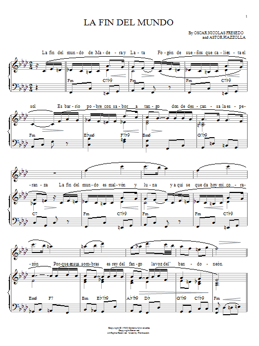 Download Astor Piazzolla La fin del mundo sheet music and printable PDF score & Jazz music notes