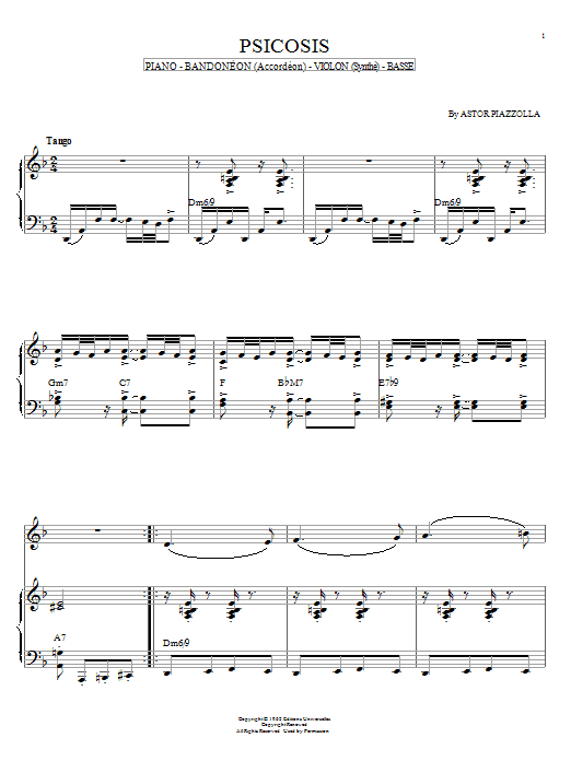 Preview Astor Piazzolla Psicosis Jazz sheet music, notes and chords for Piano, SKU: 58835 sheet music, piano notes, chords, guitar tabs, score, transpose, transcribe, how to play, guide, download, learn, tutorial, progression, song, artist, awards, billboard, mtv, vh1, tour, single, album, release