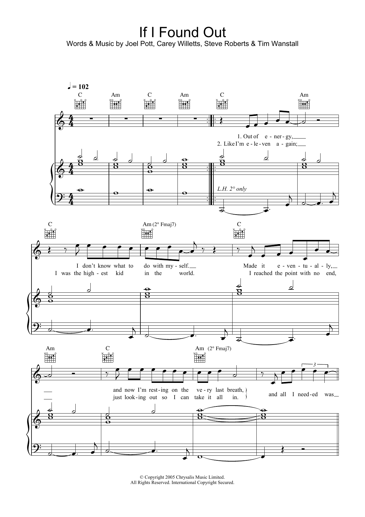 Download Athlete If I Found Out sheet music and printable PDF score & Rock music notes