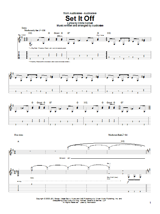 Download Audioslave Set It Off sheet music and printable PDF score & Metal music notes