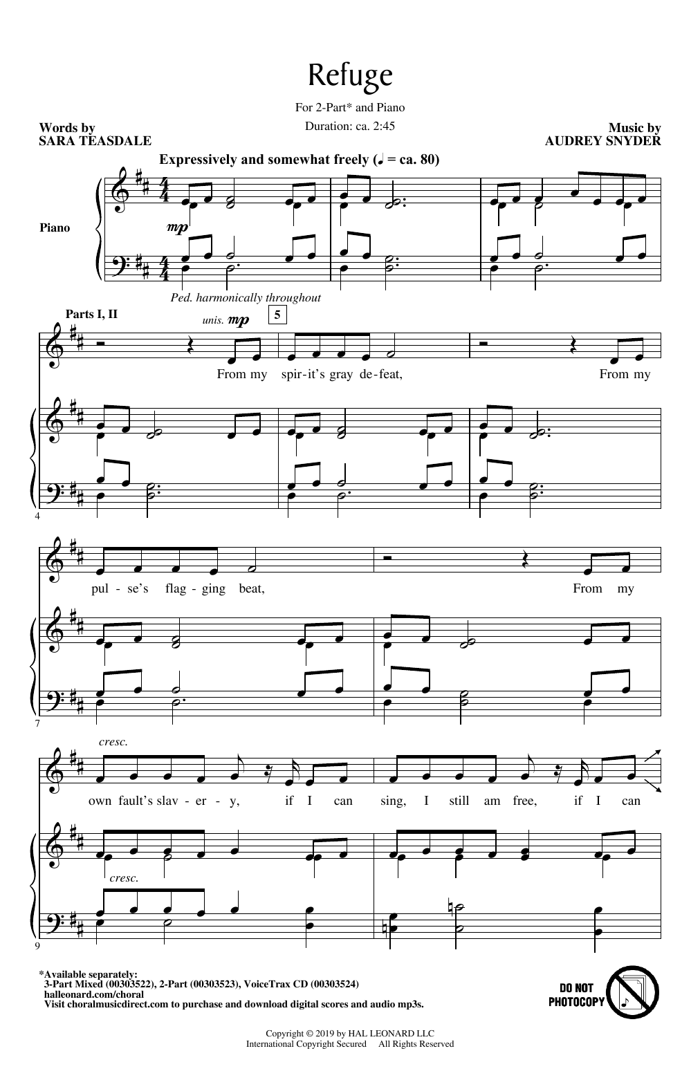 Preview Audrey Snyder Refuge Concert sheet music, notes and chords for 3-Part Mixed Choir, SKU: 425228 sheet music, piano notes, chords, guitar tabs, score, transpose, transcribe, how to play, guide, download, learn, tutorial, progression, song, artist, awards, billboard, mtv, vh1, tour, single, album, release