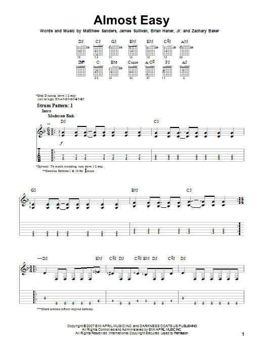 Preview Avenged Sevenfold Almost Easy Pop sheet music, notes and chords for Easy Guitar Tab, SKU: 70961 sheet music, piano notes, chords, guitar tabs, score, transpose, transcribe, how to play, guide, download, learn, tutorial, progression, song, artist, awards, billboard, mtv, vh1, tour, single, album, release