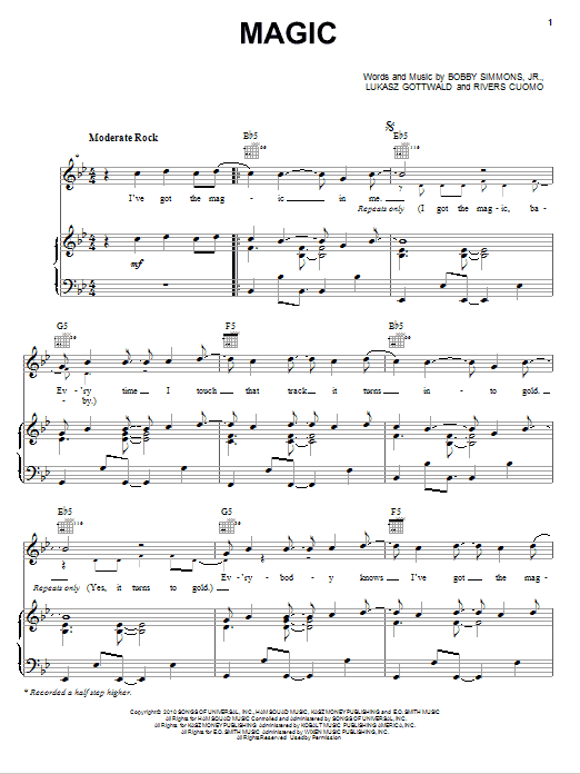 Preview B.o.B Bright Lights Bigger City/Magic (feat. Rivers Cuomo) Pop sheet music, notes and chords for Piano, Vocal & Guitar (Right-Hand Melody), SKU: 76257 Download B.o.B Bright Lights Bigger City/Magic (feat. Rivers Cuomo) sheet music and printable PDF score & Pop music notes