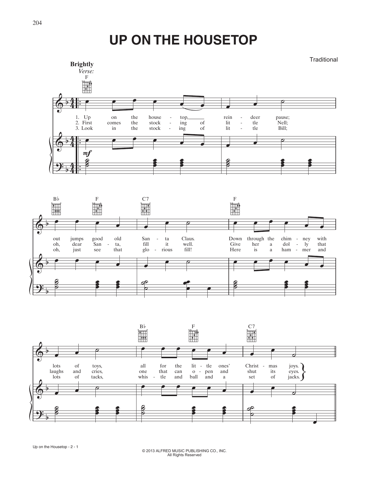 Download B.R. Hanby Up On The Housetop sheet music and printable PDF score & Children music notes