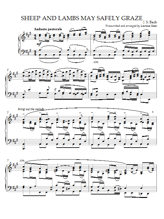Preview Johann Sebastian Bach Sheep May Safely Graze Pop sheet music, notes and chords for Piano, SKU: 21521 Download Johann Sebastian Bach Sheep May Safely Graze sheet music and printable PDF score & Pop music notes