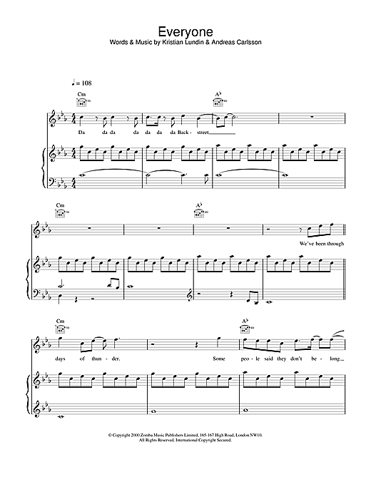 Preview Backstreet Boys Everyone Pop sheet music, notes and chords for Piano, Vocal & Guitar, SKU: 18413 sheet music, piano notes, chords, guitar tabs, score, transpose, transcribe, how to play, guide, download, learn, tutorial, progression, song, artist, awards, billboard, mtv, vh1, tour, single, album, release