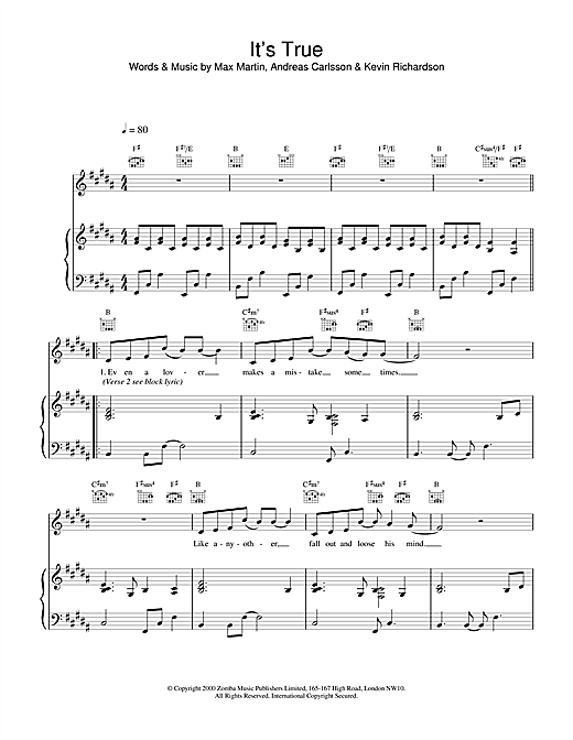 Preview Backstreet Boys It's True Pop sheet music, notes and chords for Piano, Vocal & Guitar, SKU: 18418 sheet music, piano notes, chords, guitar tabs, score, transpose, transcribe, how to play, guide, download, learn, tutorial, progression, song, artist, awards, billboard, mtv, vh1, tour, single, album, release