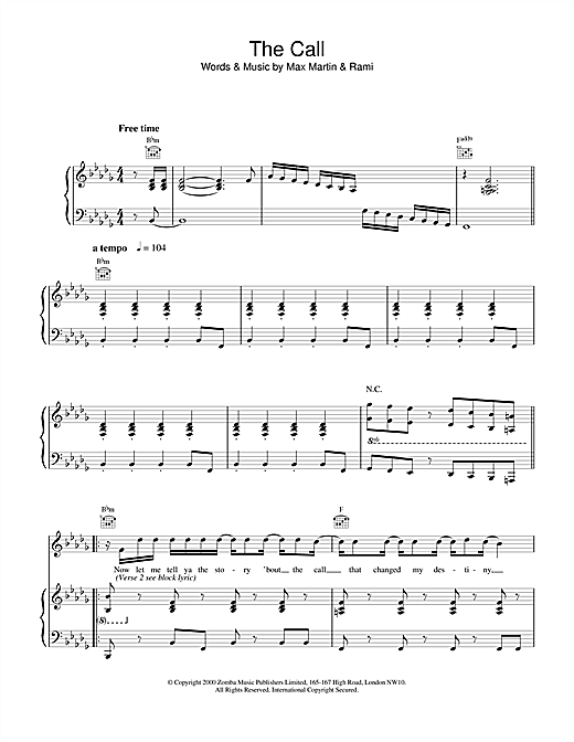 Preview Backstreet Boys The Call Pop sheet music, notes and chords for Piano, Vocal & Guitar, SKU: 18431 sheet music, piano notes, chords, guitar tabs, score, transpose, transcribe, how to play, guide, download, learn, tutorial, progression, song, artist, awards, billboard, mtv, vh1, tour, single, album, release