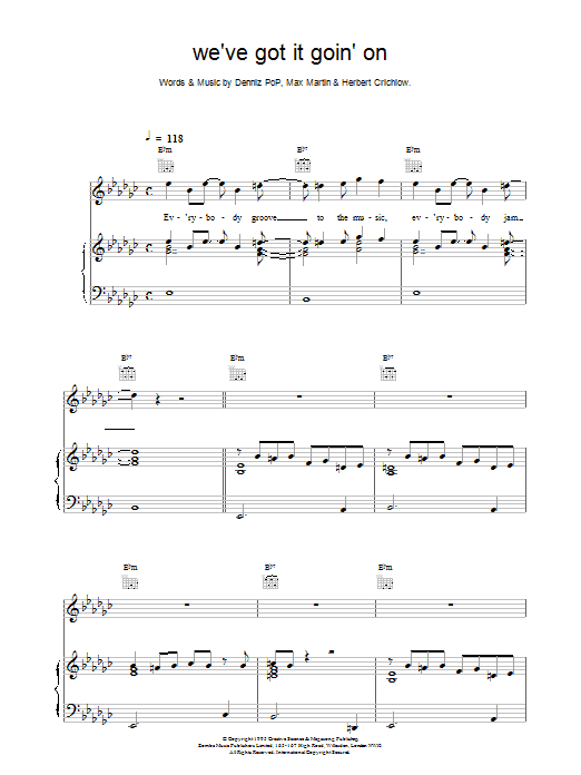 Preview Backstreet Boys We've Got It Goin' On Pop sheet music, notes and chords for Piano, Vocal & Guitar (Right-Hand Melody), SKU: 17348 Download Backstreet Boys We've Got It Goin' On sheet music and printable PDF score & Pop music notes