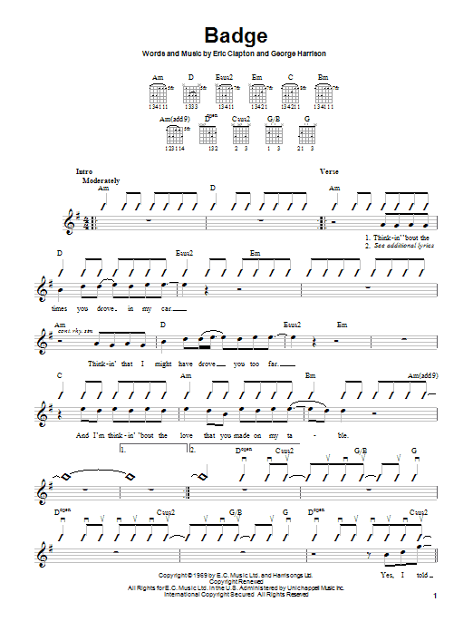 Preview Cream Badge Pop sheet music, notes and chords for Guitar with strumming patterns, SKU: 24060 sheet music, piano notes, chords, guitar tabs, score, transpose, transcribe, how to play, guide, download, learn, tutorial, progression, song, artist, awards, billboard, mtv, vh1, tour, single, album, release