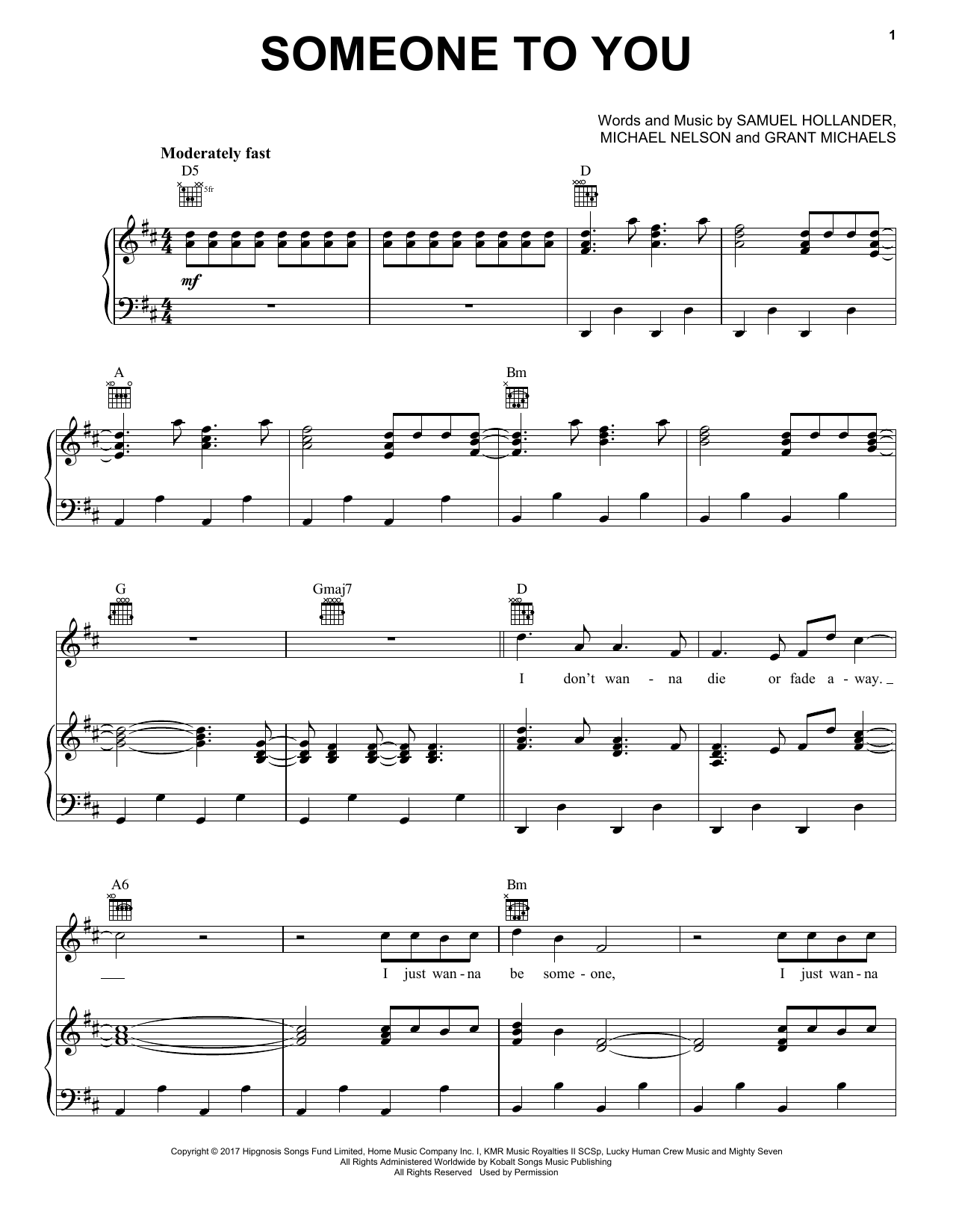 Preview BANNERS Someone To You Pop sheet music, notes and chords for Piano, Vocal & Guitar (Right-Hand Melody), SKU: 476313 sheet music, piano notes, chords, guitar tabs, score, transpose, transcribe, how to play, guide, download, learn, tutorial, progression, song, artist, awards, billboard, mtv, vh1, tour, single, album, release