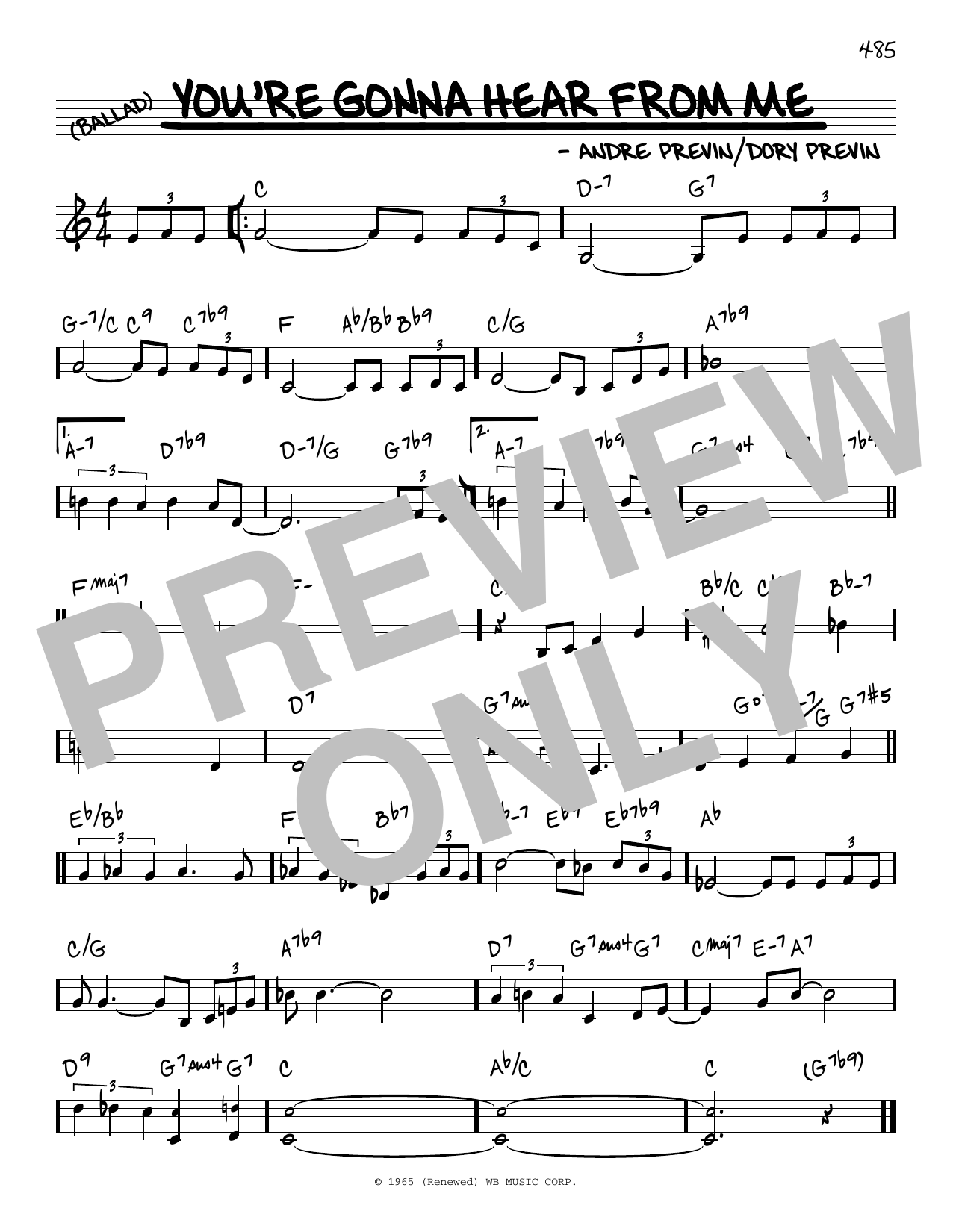 Download Barbra Streisand You're Gonna Hear From Me sheet music and printable PDF score & Jazz music notes