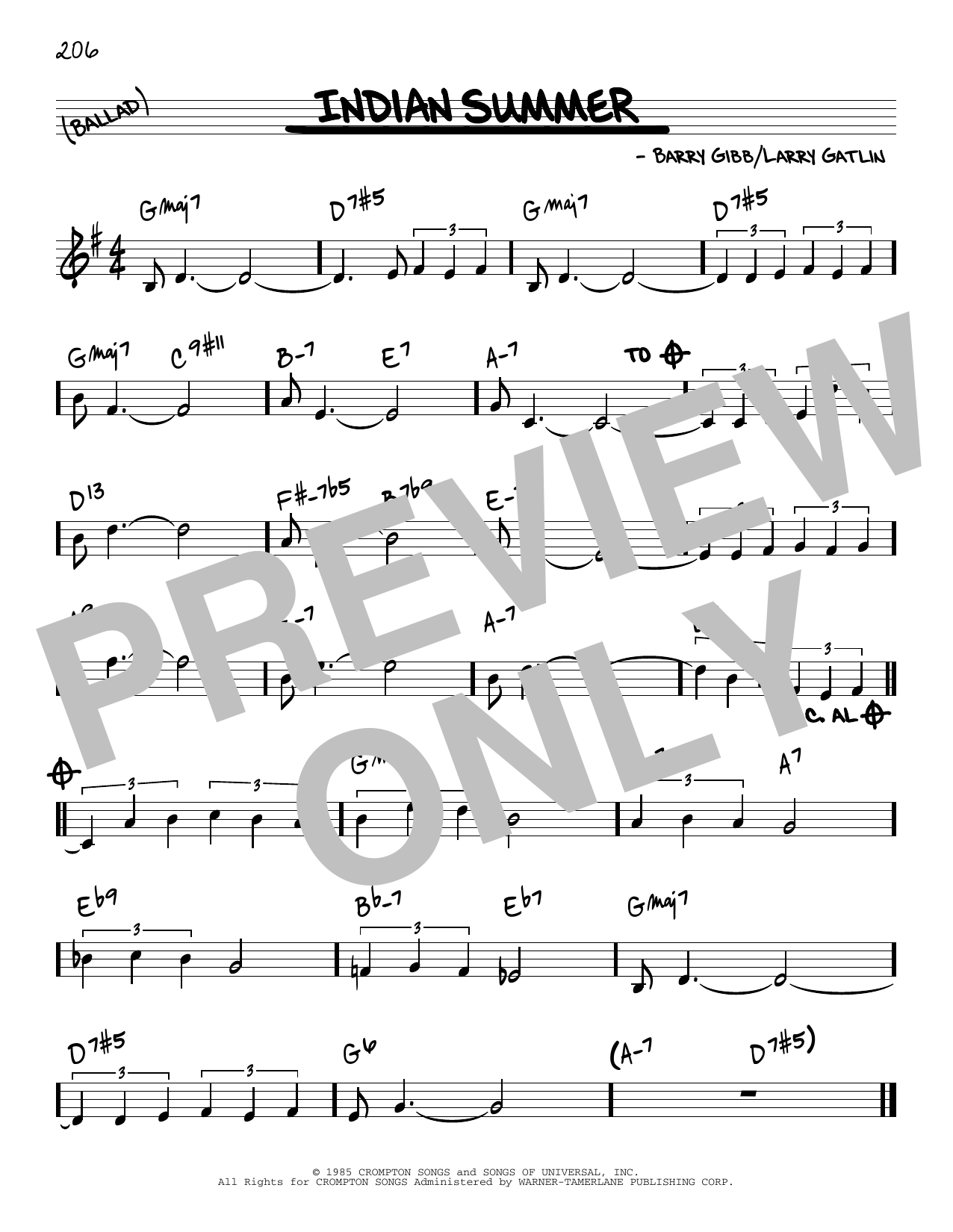 Download Barry Gibb Indian Summer sheet music and printable PDF score & Classical music notes