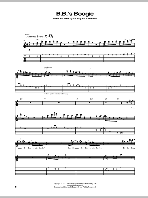 B.B. King B.B.'s Boogie Sheet Music & Chords for Guitar Tab - Download or Print PDF