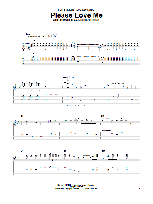 B.B. King Please Love Me Sheet Music & Chords for Guitar Tab - Download or Print PDF