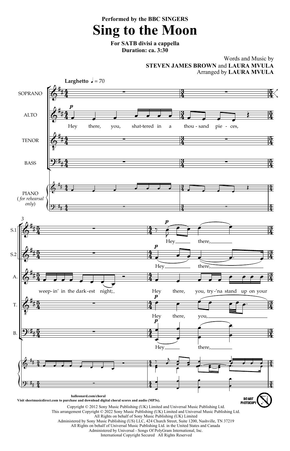 BBC Singers Sing To The Moon (arr. Laura Mvula) Sheet Music & Chords for Choir - Download or Print PDF