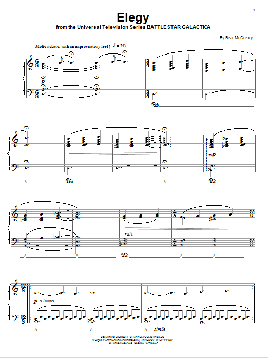 Preview Bear McCreary Elegy Film and TV sheet music, notes and chords for Piano, SKU: 78375 sheet music, piano notes, chords, guitar tabs, score, transpose, transcribe, how to play, guide, download, learn, tutorial, progression, song, artist, awards, billboard, mtv, vh1, tour, single, album, release