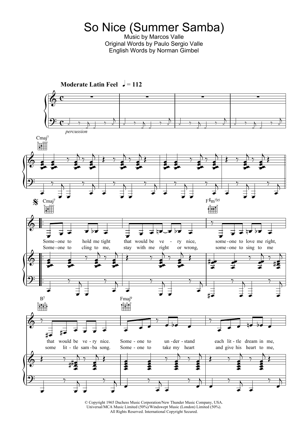 Download Astrud Gilberto So Nice (Summer Samba) sheet music and printable PDF score & Jazz music notes