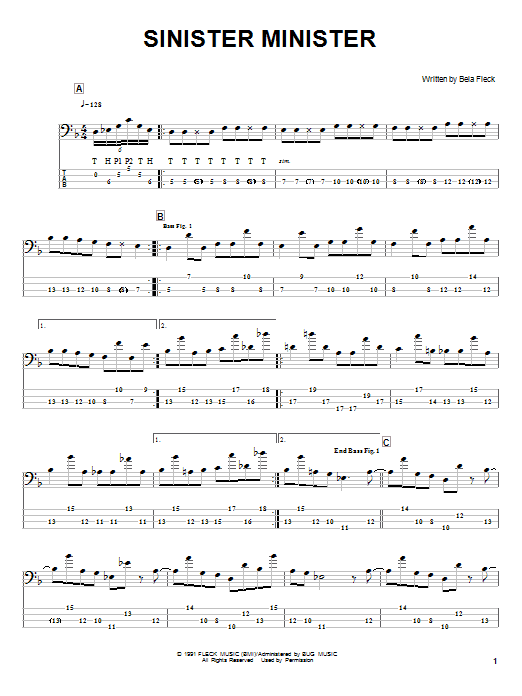 Preview Bela Fleck & The Flecktones Sinister Minister Jazz sheet music, notes and chords for Bass Guitar Tab, SKU: 24134 sheet music, piano notes, chords, guitar tabs, score, transpose, transcribe, how to play, guide, download, learn, tutorial, progression, song, artist, awards, billboard, mtv, vh1, tour, single, album, release