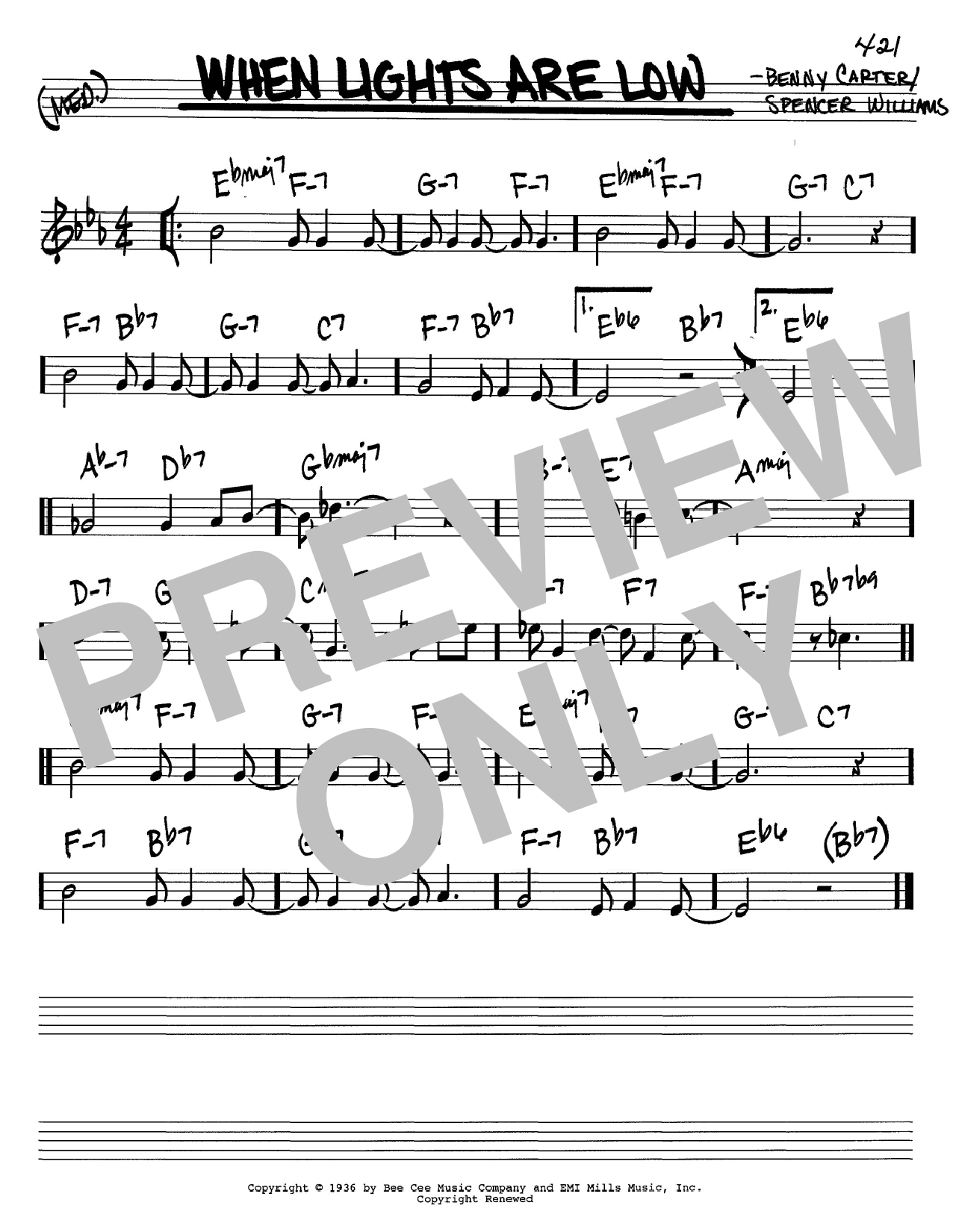 Preview Benny Carter When Lights Are Low Jazz sheet music, notes and chords for Piano, SKU: 71374 sheet music, piano notes, chords, guitar tabs, score, transpose, transcribe, how to play, guide, download, learn, tutorial, progression, song, artist, awards, billboard, mtv, vh1, tour, single, album, release