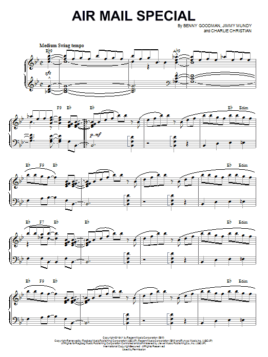 Preview Benny Goodman Air Mail Special Jazz sheet music, notes and chords for Piano, Vocal & Guitar (Right-Hand Melody), SKU: 18124 sheet music, piano notes, chords, guitar tabs, score, transpose, transcribe, how to play, guide, download, learn, tutorial, progression, song, artist, awards, billboard, mtv, vh1, tour, single, album, release