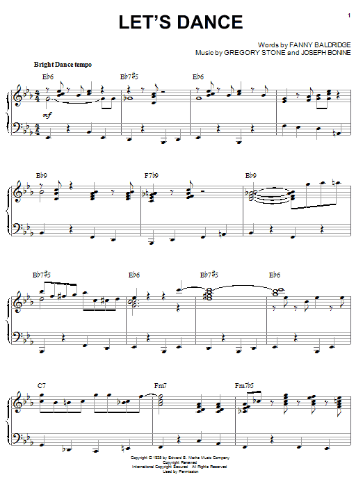 Preview Benny Goodman Let's Dance Jazz sheet music, notes and chords for Piano, SKU: 22606 sheet music, piano notes, chords, guitar tabs, score, transpose, transcribe, how to play, guide, download, learn, tutorial, progression, song, artist, awards, billboard, mtv, vh1, tour, single, album, release