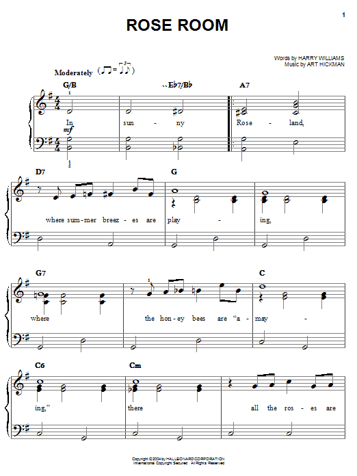 Download Benny Goodman Rose Room sheet music and printable PDF score & Jazz music notes