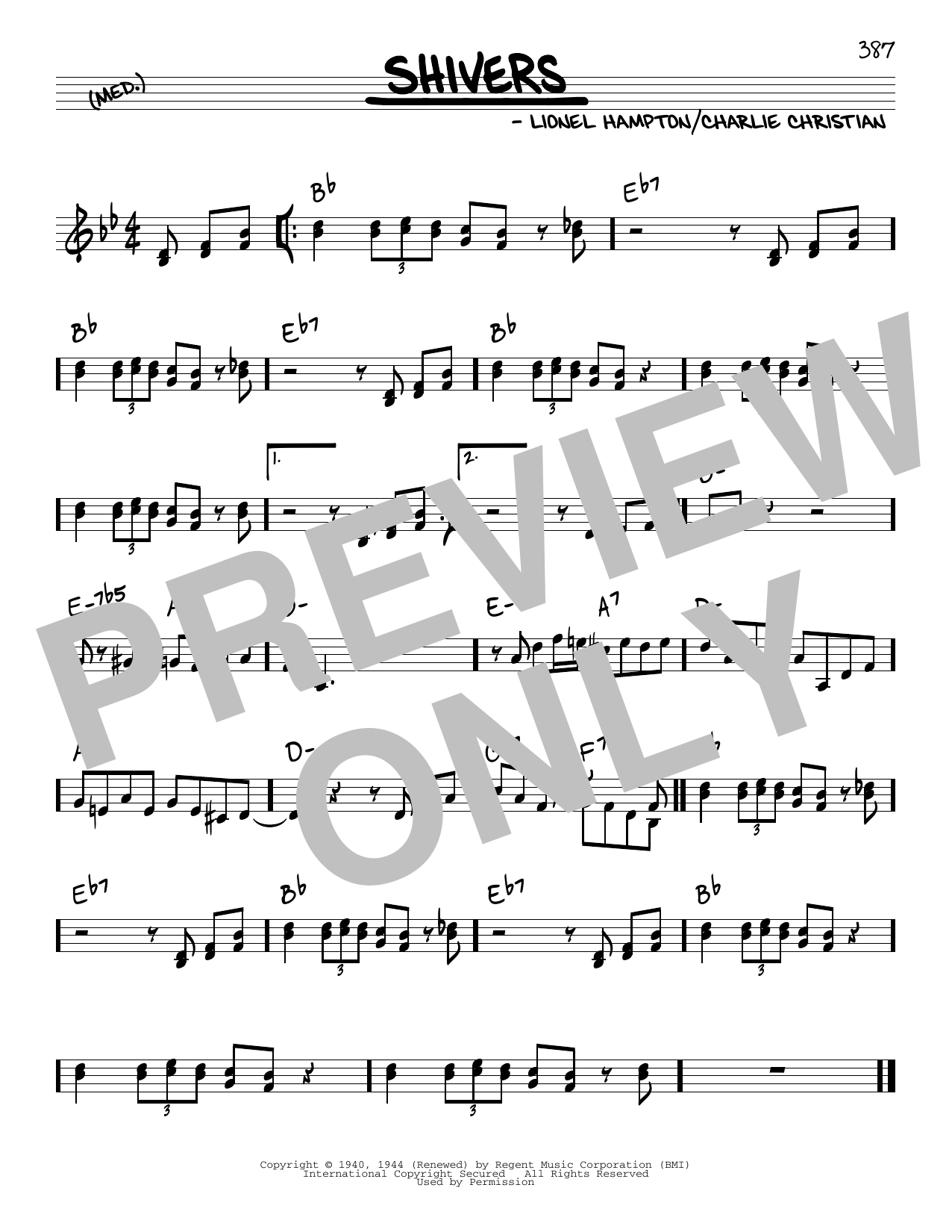 Download Benny Goodman Shivers sheet music and printable PDF score & Jazz music notes