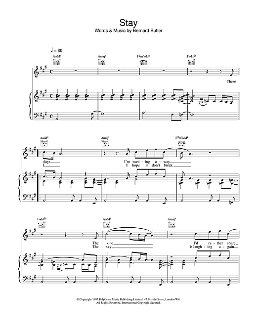 Preview Bernard Butler Stay Rock sheet music, notes and chords for Lyrics & Chords, SKU: 107848 sheet music, piano notes, chords, guitar tabs, score, transpose, transcribe, how to play, guide, download, learn, tutorial, progression, song, artist, awards, billboard, mtv, vh1, tour, single, album, release