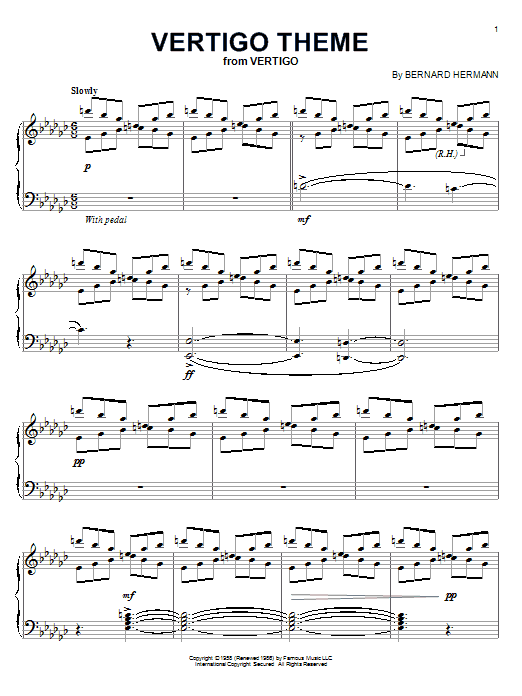 Preview Bernard Hermann Vertigo Theme Film and TV sheet music, notes and chords for Piano, SKU: 58727 sheet music, piano notes, chords, guitar tabs, score, transpose, transcribe, how to play, guide, download, learn, tutorial, progression, song, artist, awards, billboard, mtv, vh1, tour, single, album, release