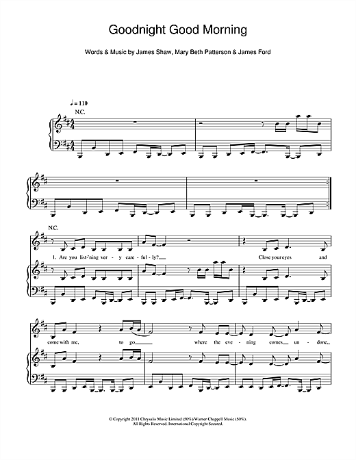 Preview Beth Ditto Goodnight Good Morning Rock sheet music, notes and chords for Piano, Vocal & Guitar (Right-Hand Melody), SKU: 108163 sheet music, piano notes, chords, guitar tabs, score, transpose, transcribe, how to play, guide, download, learn, tutorial, progression, song, artist, awards, billboard, mtv, vh1, tour, single, album, release