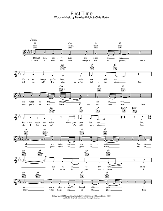 Preview Beverley Knight First Time R & B sheet music, notes and chords for Melody Line, Lyrics & Chords, SKU: 31682 Download Beverley Knight First Time sheet music and printable PDF score & R & B music notes