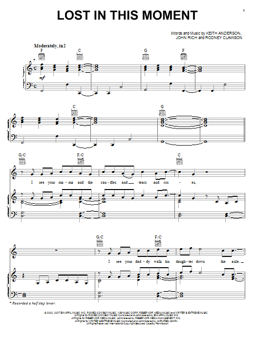 Preview Big & Rich Lost In This Moment Pop sheet music, notes and chords for Piano, Vocal & Guitar (Right-Hand Melody), SKU: 58621 Download Big & Rich Lost In This Moment sheet music and printable PDF score & Pop music notes