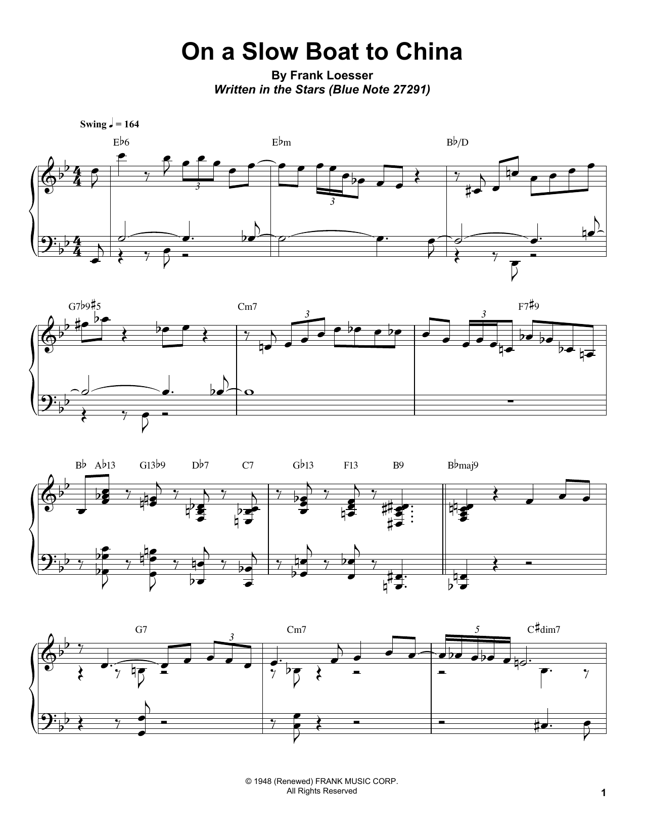 Preview Bill Charlap On A Slow Boat To China Jazz sheet music, notes and chords for Piano Transcription, SKU: 196687 sheet music, piano notes, chords, guitar tabs, score, transpose, transcribe, how to play, guide, download, learn, tutorial, progression, song, artist, awards, billboard, mtv, vh1, tour, single, album, release