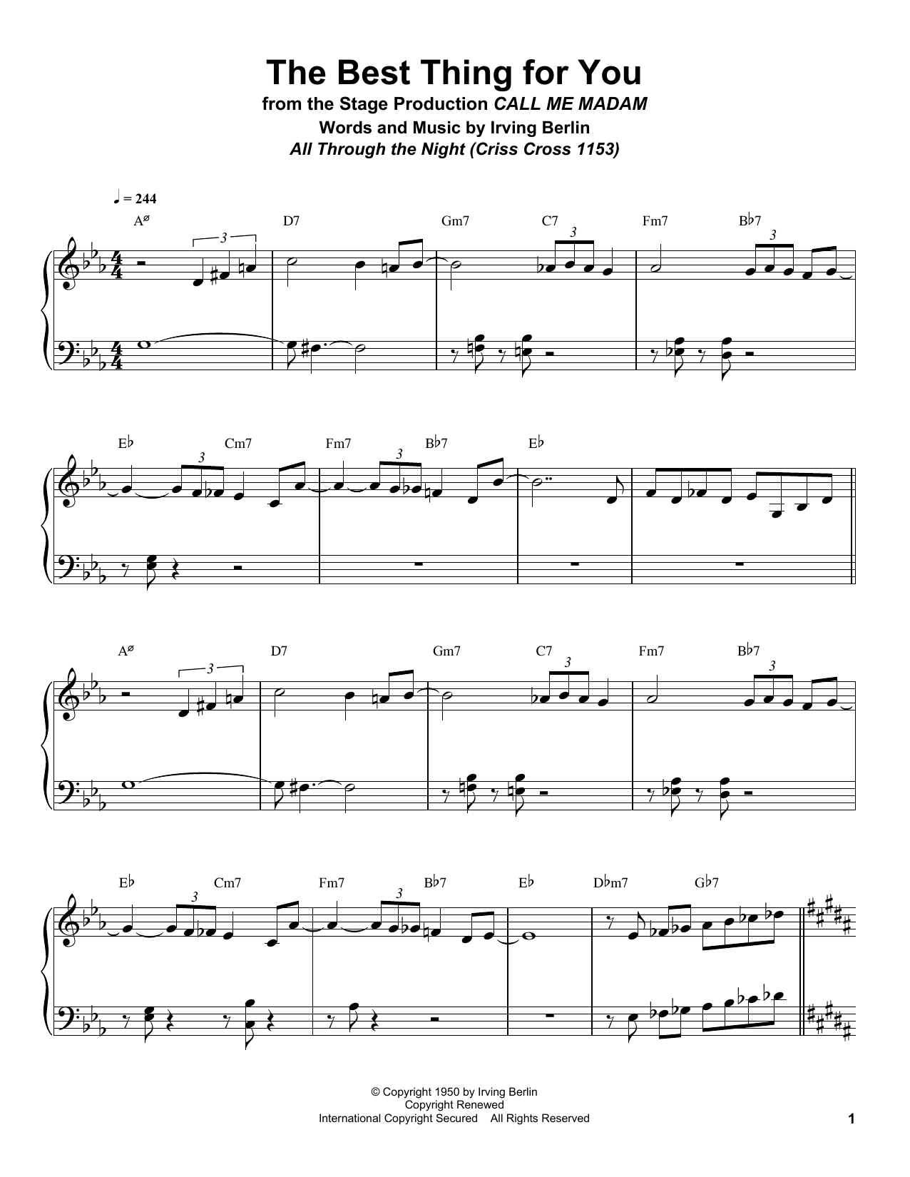 Preview Bill Charlap The Best Thing For You Jazz sheet music, notes and chords for Piano Transcription, SKU: 196686 sheet music, piano notes, chords, guitar tabs, score, transpose, transcribe, how to play, guide, download, learn, tutorial, progression, song, artist, awards, billboard, mtv, vh1, tour, single, album, release