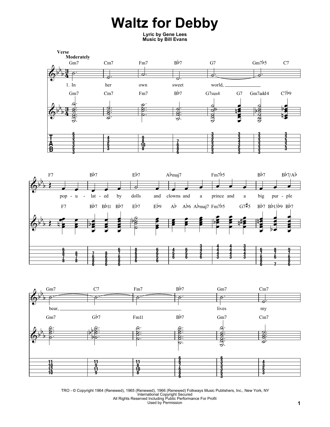 Download Bill Evans Waltz For Debby sheet music and printable PDF score & Jazz music notes