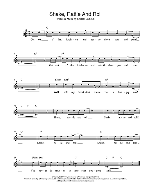 Preview Bill Haley Shake, Rattle And Roll Rock sheet music, notes and chord...