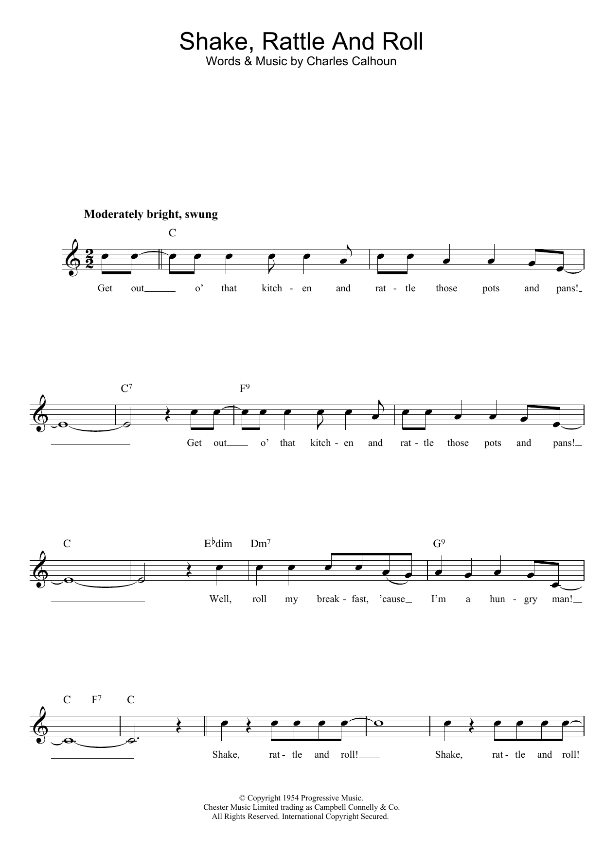 Download Bill Haley Shake, Rattle And Roll sheet music and printable PDF score & Rock music notes