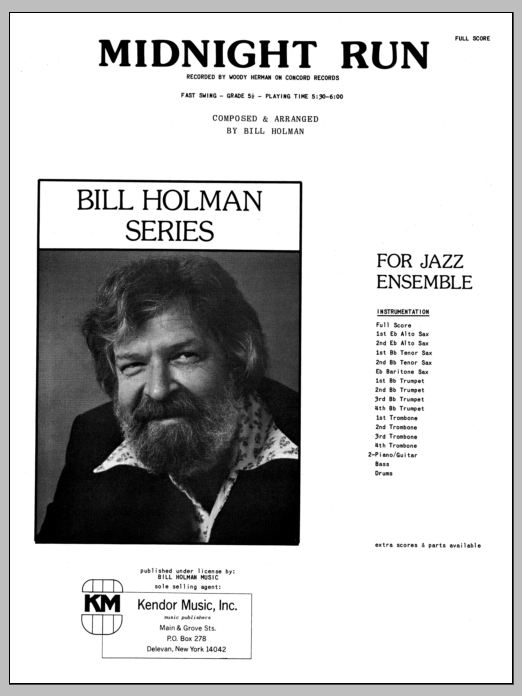 Download Bill Holman Midnight Run - Full Score sheet music and printable PDF score & Jazz music notes