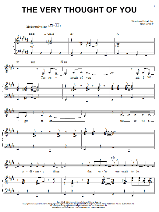 Preview Billie Holiday The Very Thought Of You Jazz sheet music, notes and chords for Piano, Vocal & Guitar (Right-Hand Melody), SKU: 58673 sheet music, piano notes, chords, guitar tabs, score, transpose, transcribe, how to play, guide, download, learn, tutorial, progression, song, artist, awards, billboard, mtv, vh1, tour, single, album, release