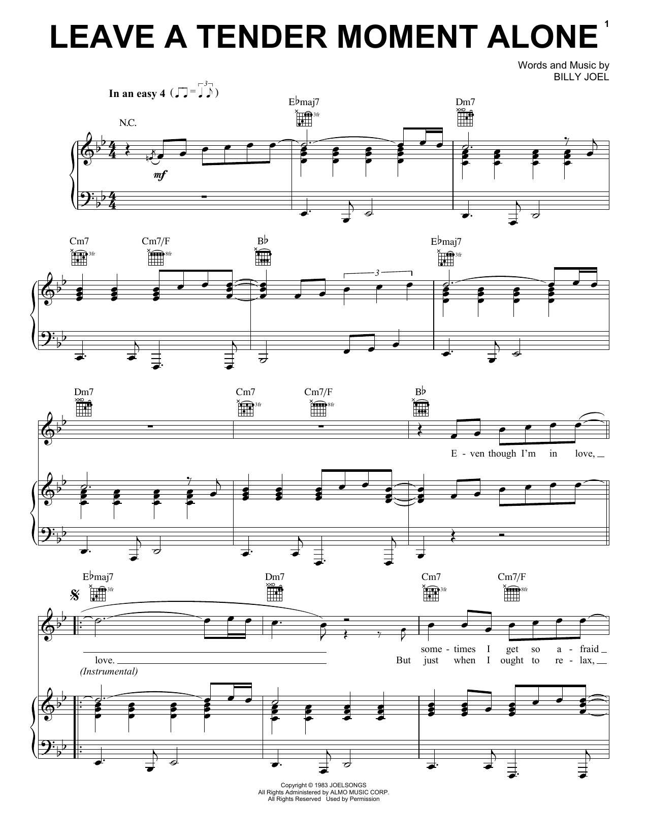 Preview Billy Joel Leave A Tender Moment Alone Rock sheet music, notes and chords for Lyrics & Chords, SKU: 79584 Download Billy Joel Leave A Tender Moment Alone sheet music and printable PDF score & Rock music notes