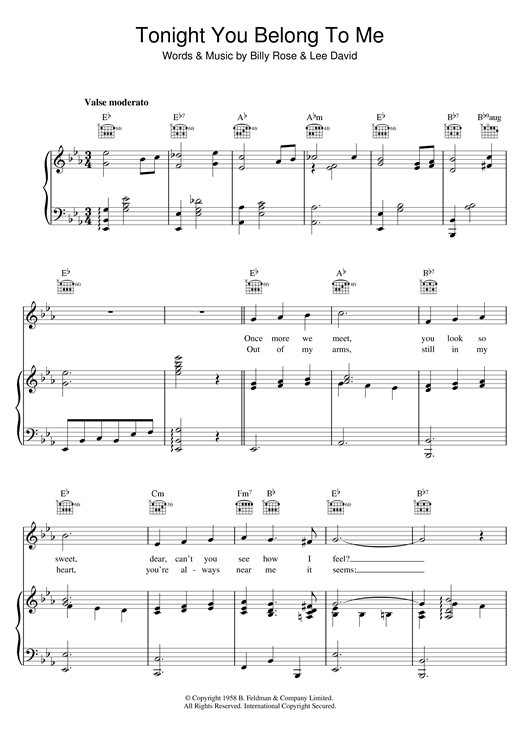 Tonight You Belong To Me Sheet Music Notes Billy Rose Chords Download Classics Notes Piano Vocal Guitar Right Hand Melody Pdf Printable 117867