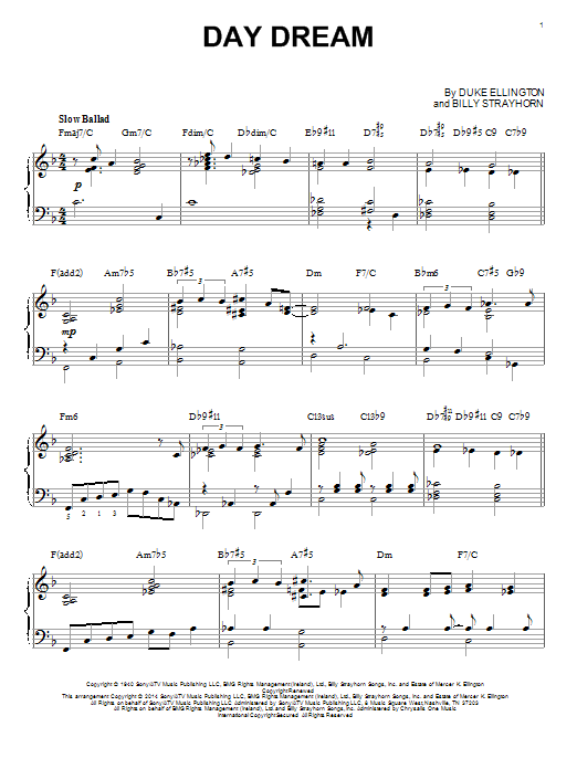 Preview Billy Strayhorn Day Dream Jazz sheet music, notes and chords for Piano, SKU: 152371 Download Billy Strayhorn Day Dream sheet music and printable PDF score & Jazz music notes