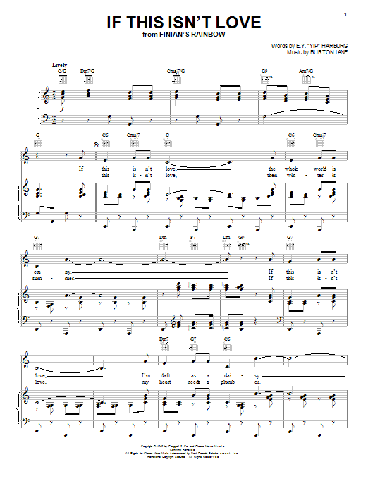Preview Bing Crosby If This Isn't Love Pop sheet music, notes and chords for Piano, Vocal & Guitar (Right-Hand Melody), SKU: 55288 Download Bing Crosby If This Isn't Love sheet music and printable PDF score & Pop music notes