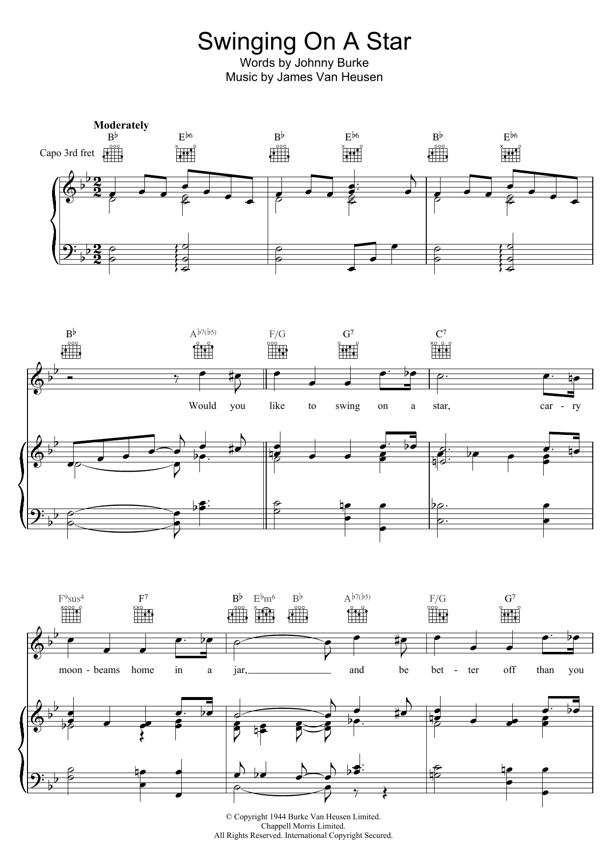 Download Johnny Burke Swinging On A Star sheet music and printable PDF score & Easy Listening music notes