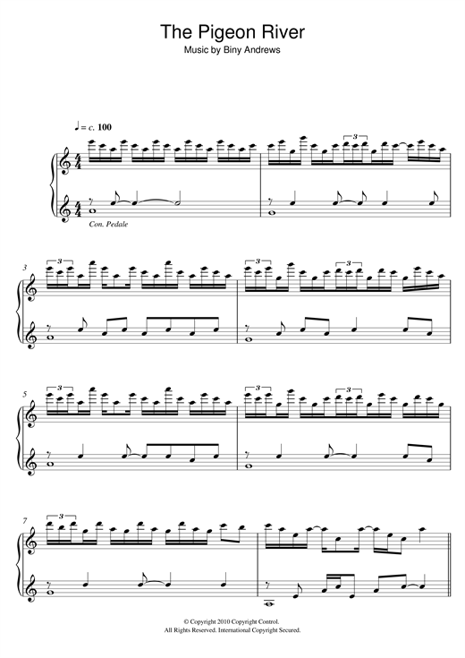 Preview Biny Andrews The Pigeon River Classical sheet music, notes and chords for Piano, SKU: 121523 sheet music, piano notes, chords, guitar tabs, score, transpose, transcribe, how to play, guide, download, learn, tutorial, progression, song, artist, awards, billboard, mtv, vh1, tour, single, album, release