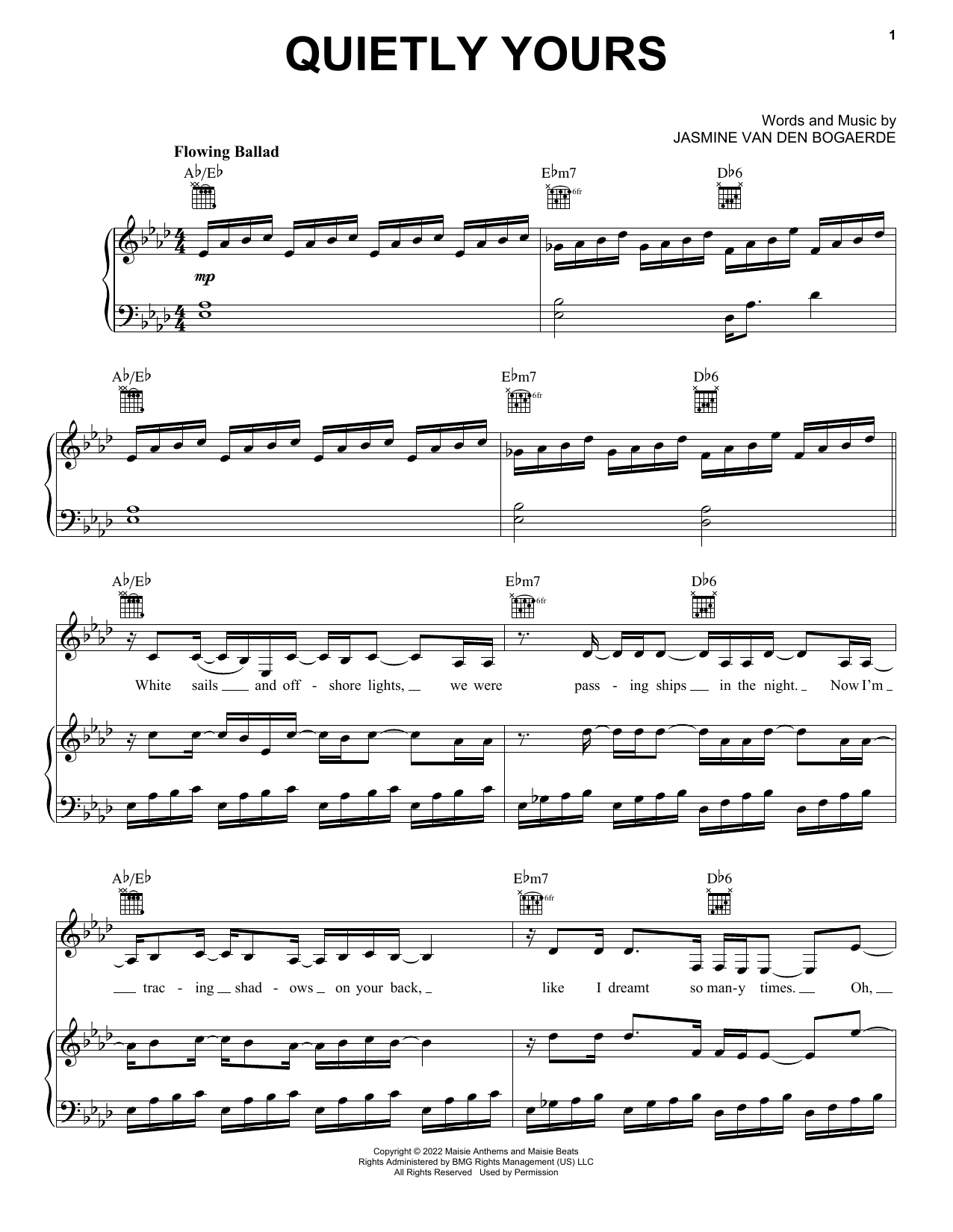 Download Birdy Quietly Yours (from Persuasion) sheet music and printable PDF score & Pop music notes