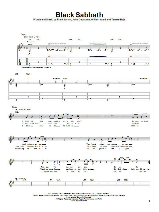 Preview Black Sabbath Black Sabbath Rock sheet music, notes and chords for Guitar Tab, SKU: 62721 sheet music, piano notes, chords, guitar tabs, score, transpose, transcribe, how to play, guide, download, learn, tutorial, progression, song, artist, awards, billboard, mtv, vh1, tour, single, album, release