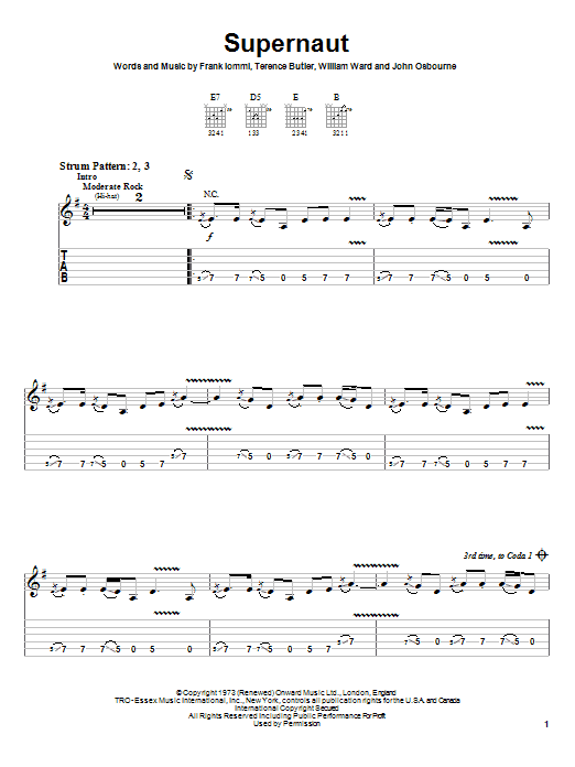 Preview Black Sabbath Supernaut Pop sheet music, notes and chords for Guitar Tab, SKU: 62728 sheet music, piano notes, chords, guitar tabs, score, transpose, transcribe, how to play, guide, download, learn, tutorial, progression, song, artist, awards, billboard, mtv, vh1, tour, single, album, release